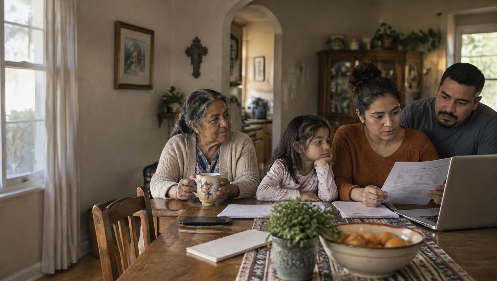 Familia conversando sobre sus finanzas